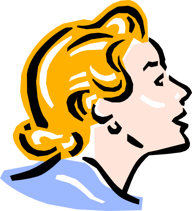 Vector Illustration of 1950's Vintage Style Female Face in Profile
