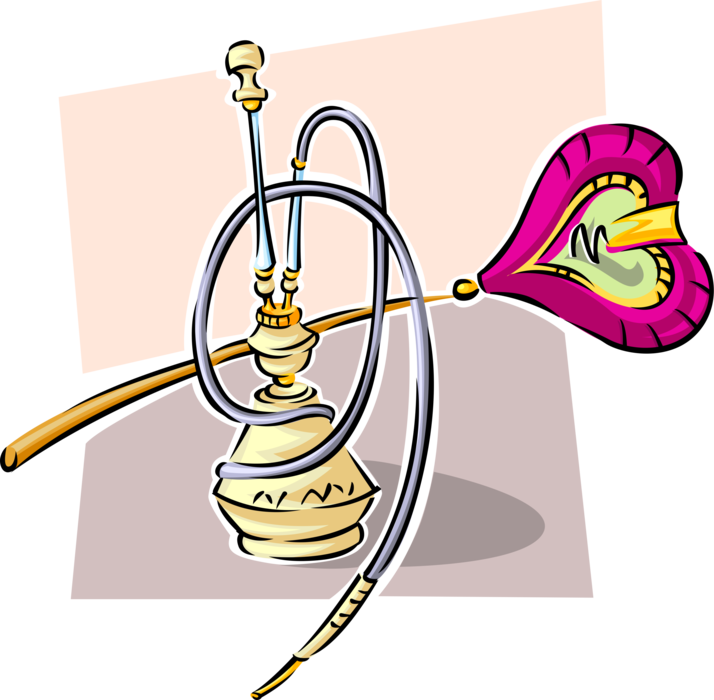 Vector Illustration of Persian Hookah Water Pipe for Vaporizing and Smoking Flavored Shisha Tobacco