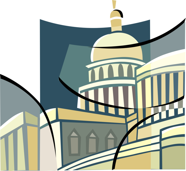 Vector Illustration of United States Capitol Seat of Government Congress Washington, District of Columbia