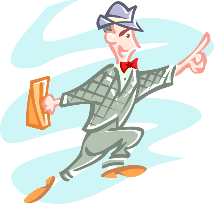 Vector Illustration of Businessman Running and Pointing to Success