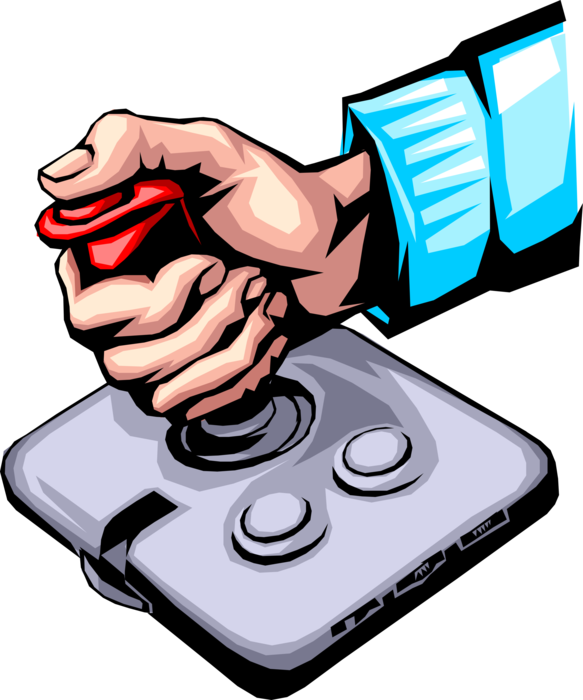 Vector Illustration of Hand Controls Computer Video Game Joystick