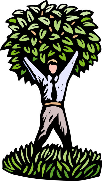 Vector Illustration of Businessman Supporting Environment Tree Growth