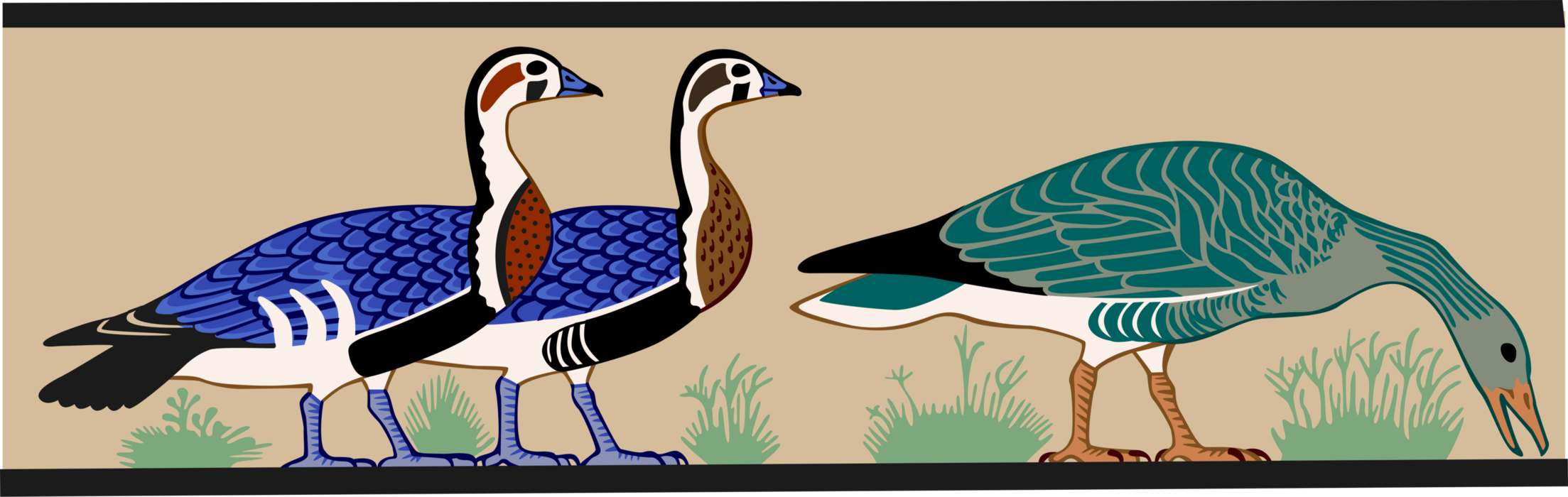Vector Illustration of Feathered Waterfowl Goose