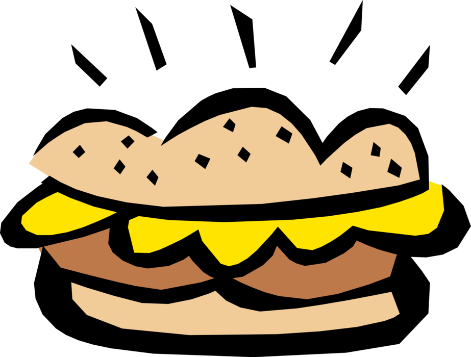 Vector Illustration of Lunch Sandwich Snack in Bun