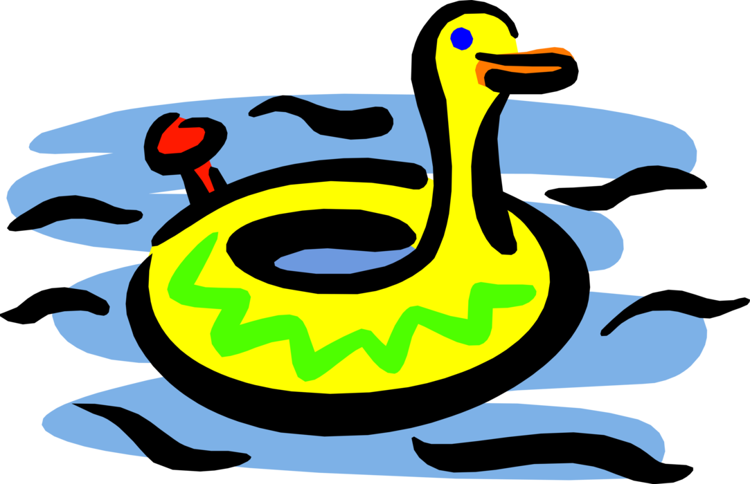 Vector Illustration of Rubber Blow Up Toy of Yellow Duck