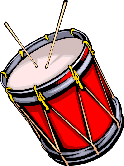 Vector Illustration of Military Marching Drum with Drumsticks