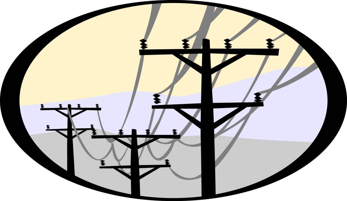 Vector Illustration of Electrical Energy Transmission Towers