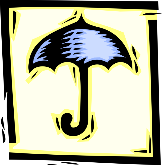 Vector Illustration of Umbrella or Parasol Provides Protection from Inclement Weather Rain or Bright Sunlight