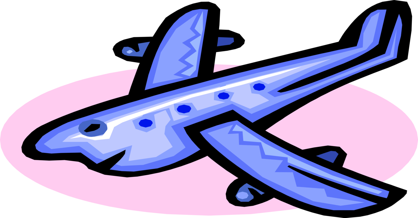 Vector Illustration of Commercial Airplane Passenger Jet Aircraft Prepares to Land