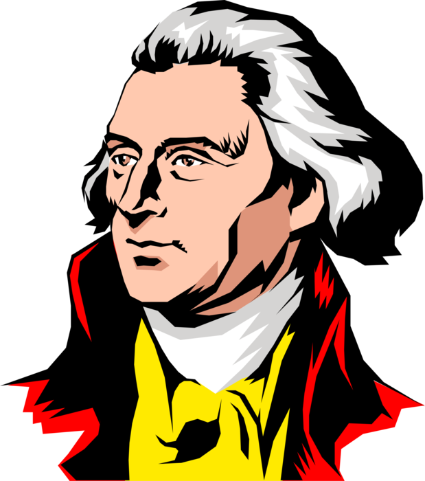 Vector Illustration of Founding Father Thomas Jefferson Principal Author of Declaration of Independence