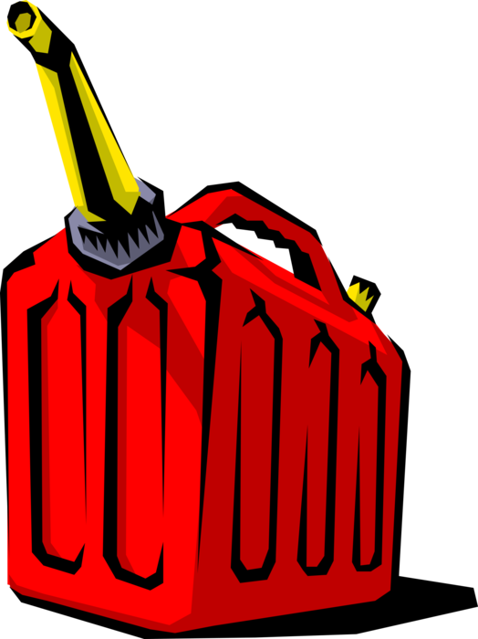Vector Illustration of Gasoline Jerry Can Container for Transferring, Storing, and Dispensing Oil Based Liquids