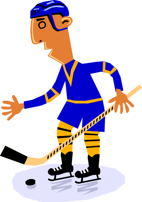 Vector Illustration of Sport of Ice Hockey Player Isn't Too Steady on His Skates