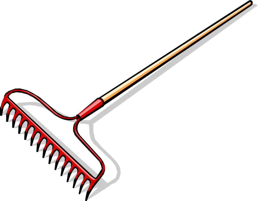 Vector Illustration of Lawn and Garden Rake for Raking Leaves and Debris