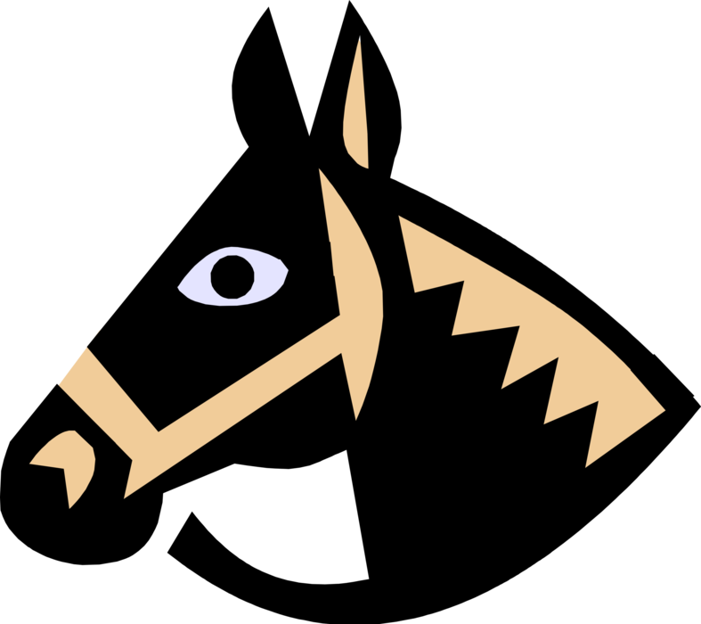 Vector Illustration of Equine Equestrian Quadruped Horse Head