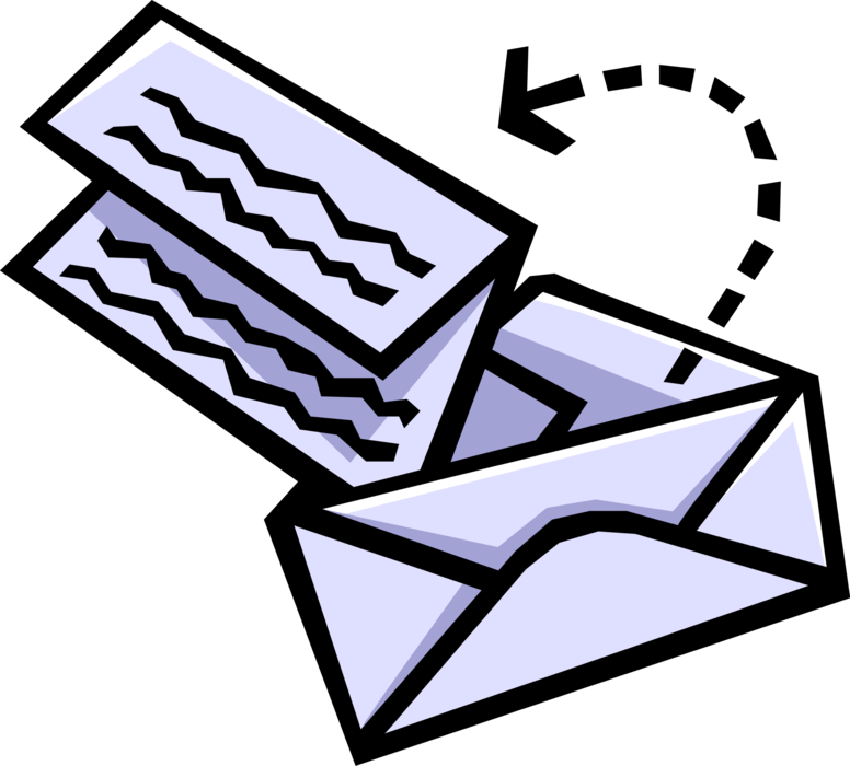 Vector Illustration of Post Office Mail or Postal Airmail Envelope, Letters, Postcards, and Parcels
