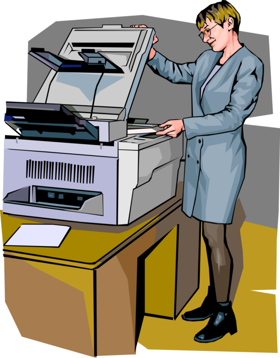 Vector Illustration of Office Worker at the Photocopier