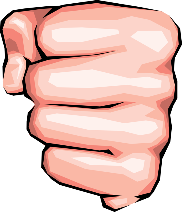 Vector Illustration of Clenched Fist Nonverbal Communication Hand Gesture Indicates Power and Strength