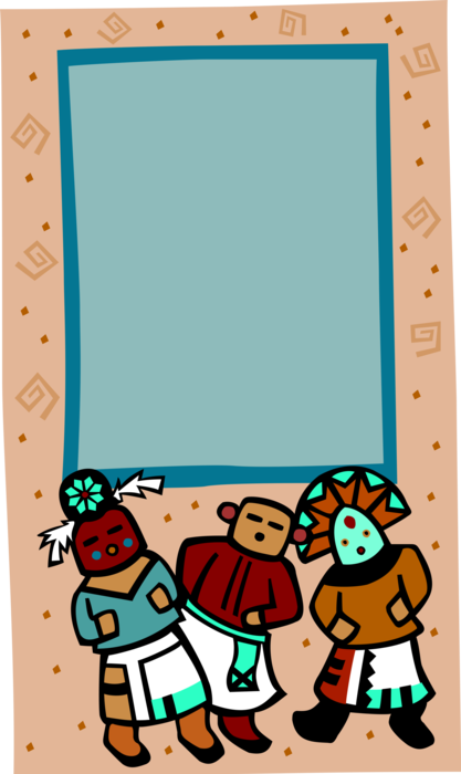 Vector Illustration of South American Indigenous People Frame Border