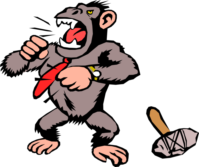 Vector Illustration of Gorilla Primate Ape Monkey Beats His Chest