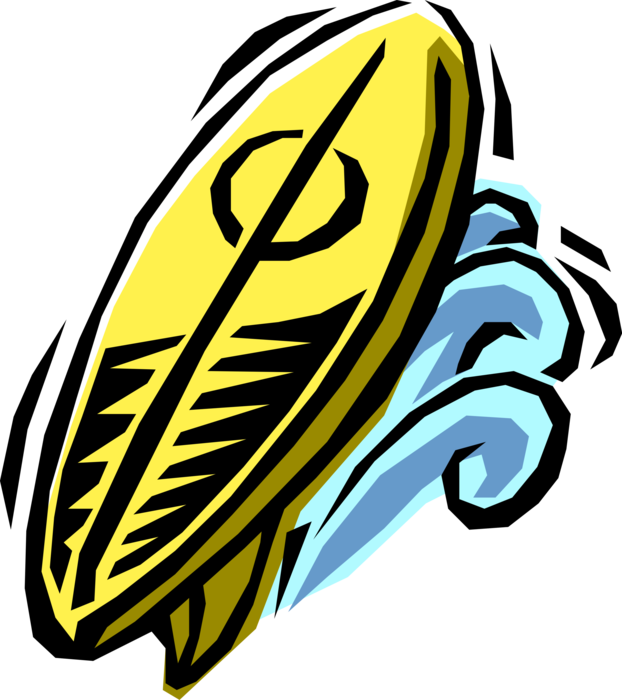 Vector Illustration of Surfing on Waves with Surfboard