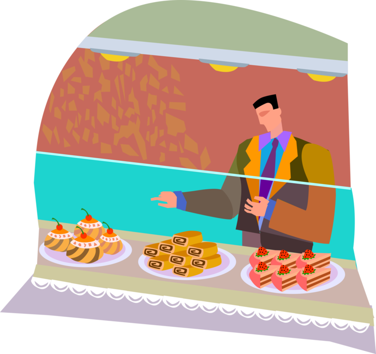 Vector Illustration of Lunch Sweet Pastries Require Some Decision Making