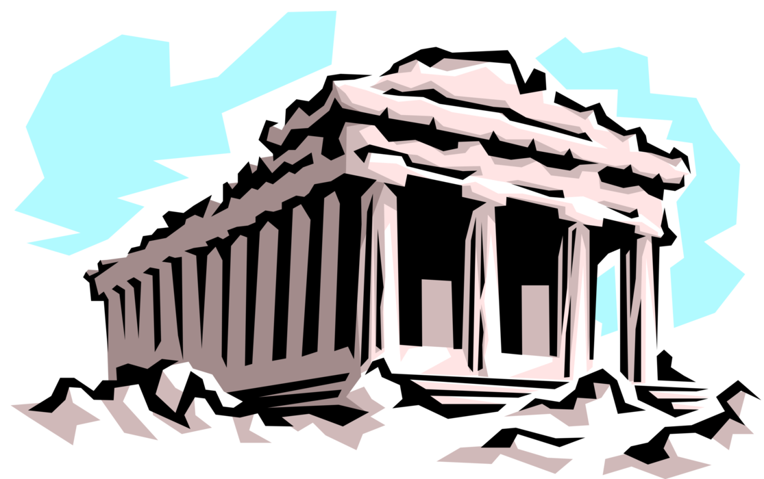 Vector Illustration of Classical Greece Greek Temple Architecture Acropolis Parthenon, Athens