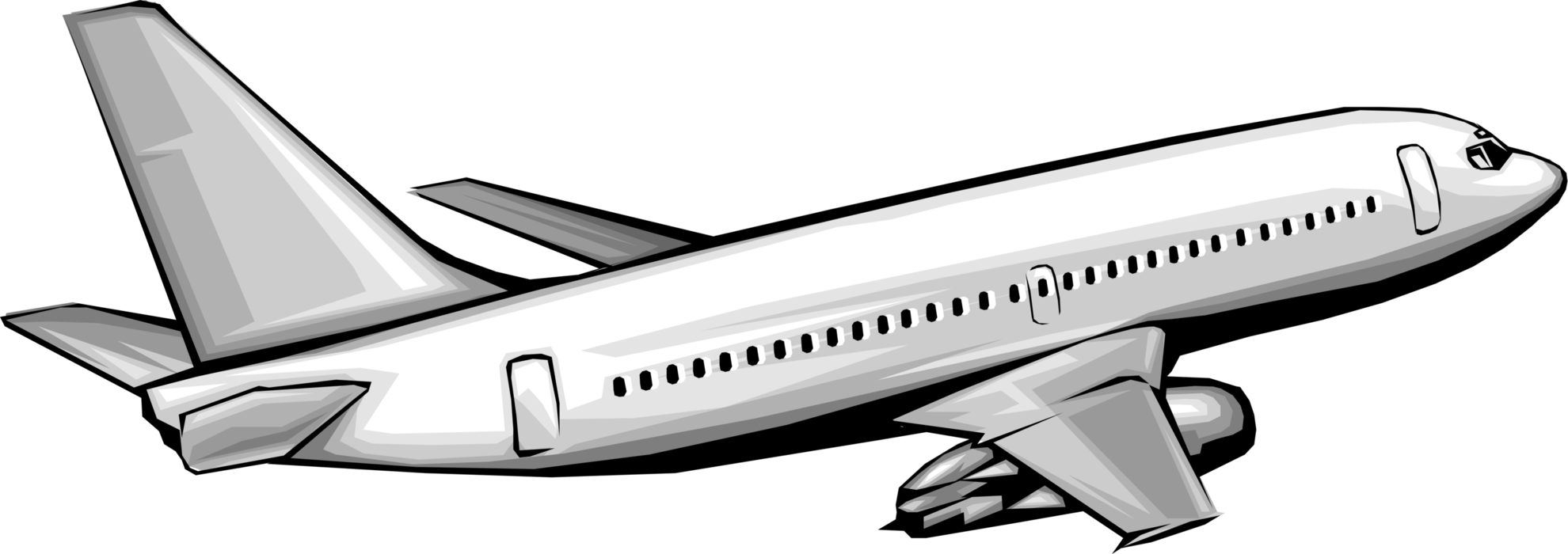 Vector Illustration of Airbus Commercial Passenger Jet Aircraft Takes Off