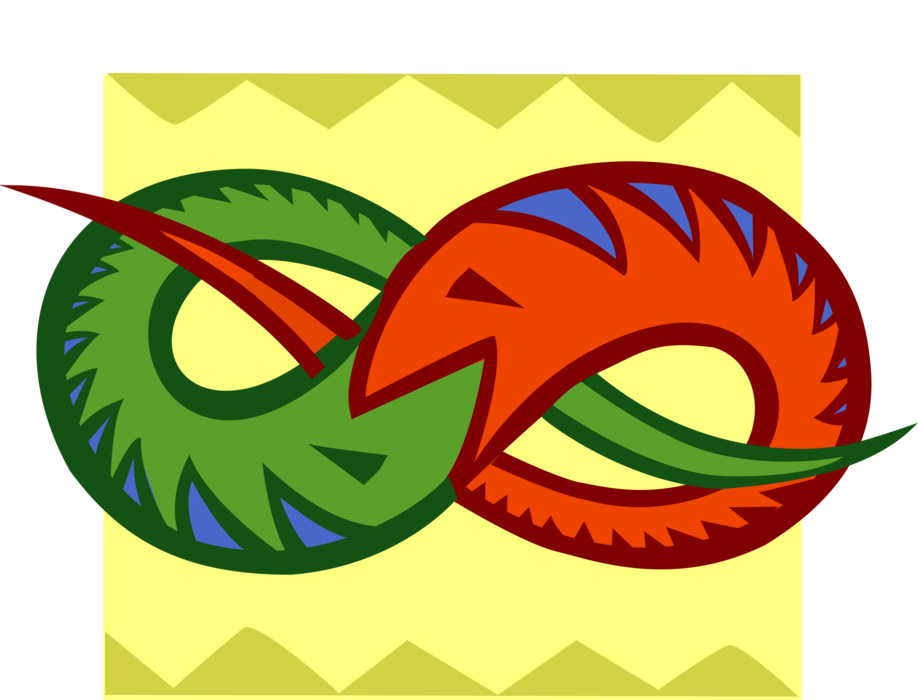 Vector Illustration of Reptile Snake Eating Another Snake Design