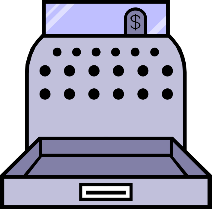 Vector Illustration of Cash Register for Registering and Calculating Retail Sales Transactions