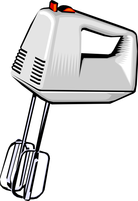 Vector Illustration of Small Kitchen Appliance Electric Hand Mixer or Blender