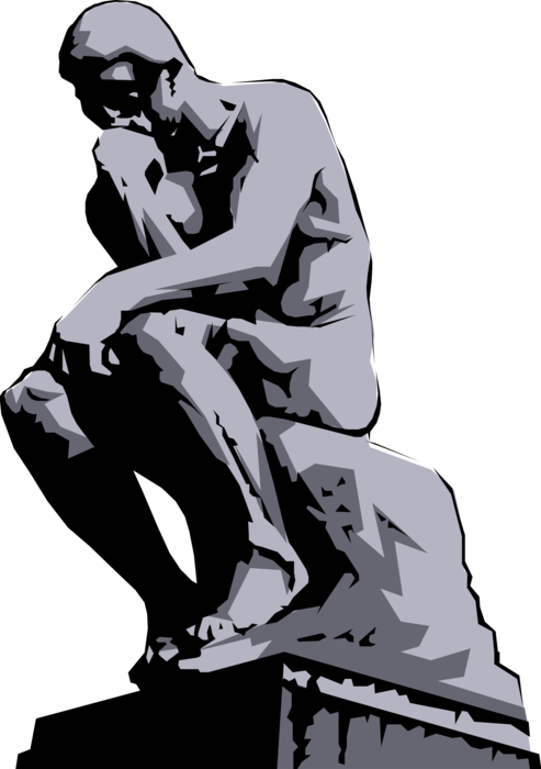 Vector Illustration of The Thinker Bronze Sculpture by Auguste Rodin French Sculptor Father of Modern Sculpture