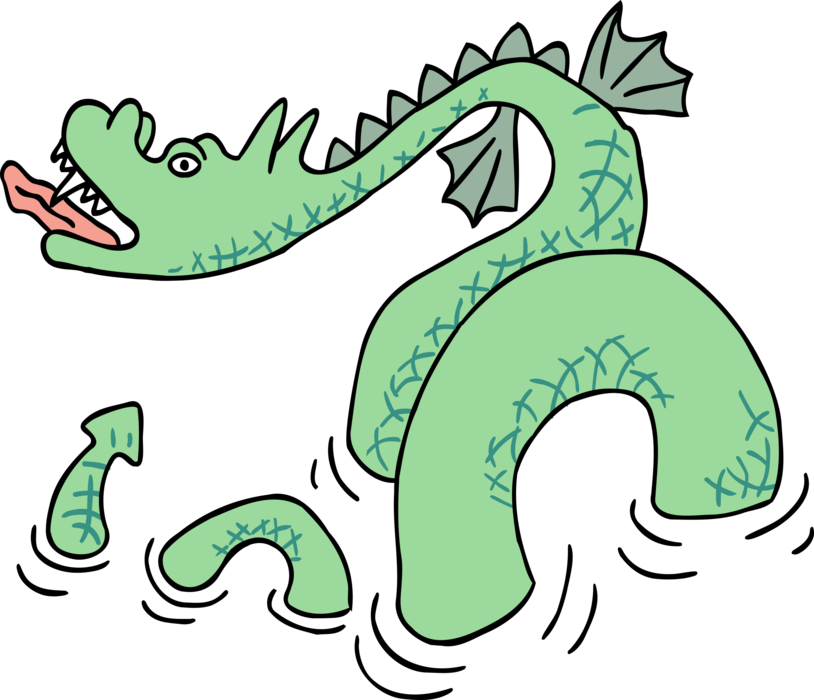 Vector Illustration of Sea Monster Dragon Swimming