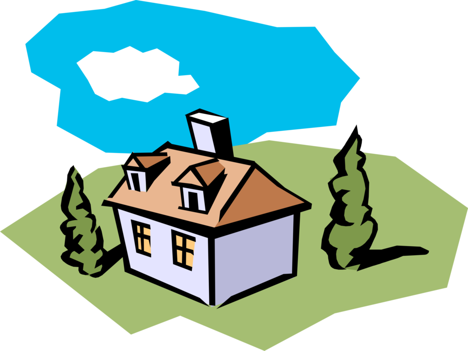 Vector Illustration of House or Home Residence Dwelling Symbol