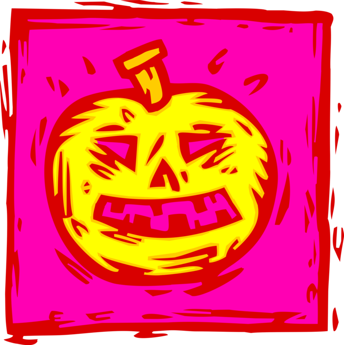 Vector Illustration of Halloween Trick or Treat Jack-o'-Lantern Carved Pumpkin