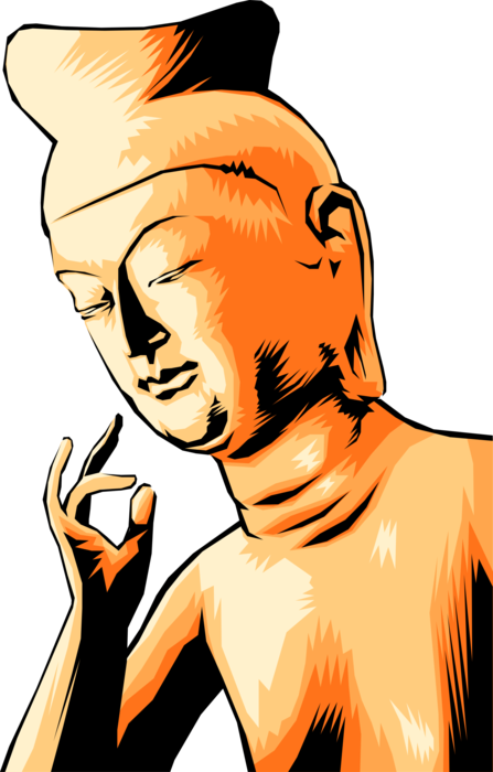 Vector Illustration of Japanese Buddha Statue