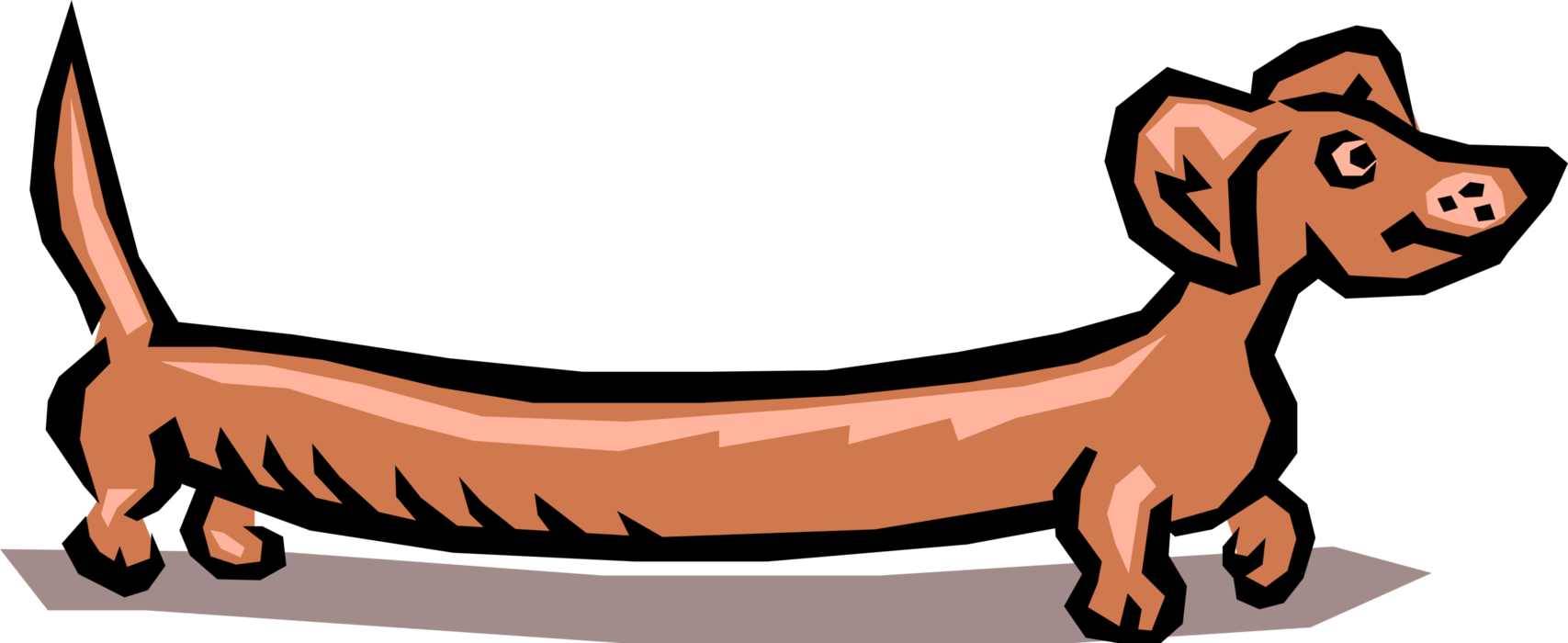 Vector Illustration of Cartoon Wiener Dog Dachshund