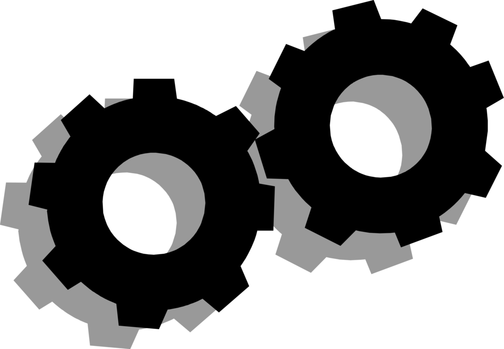 Vector Illustration of Gear Cogwheel Rotating Machine Mechanism with Cut Teeth or Cogs