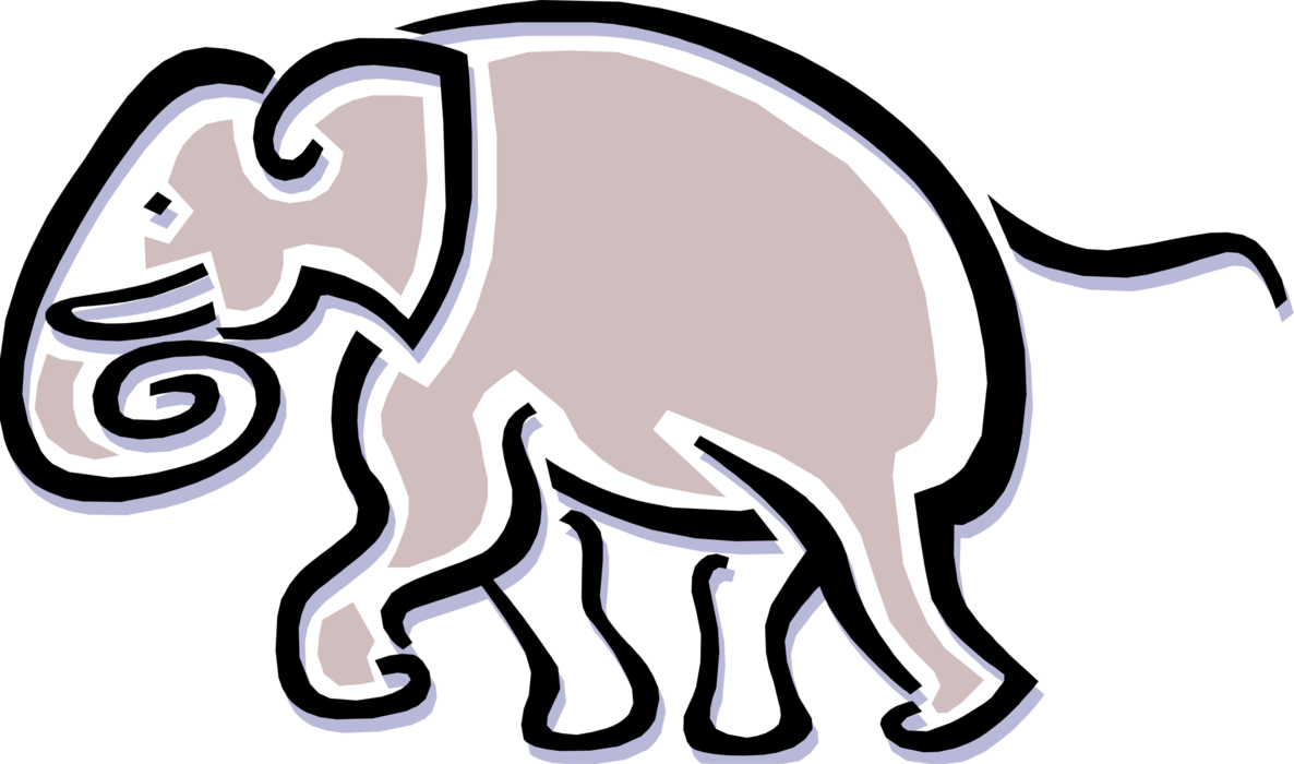 Vector Illustration of African Elephant Walking