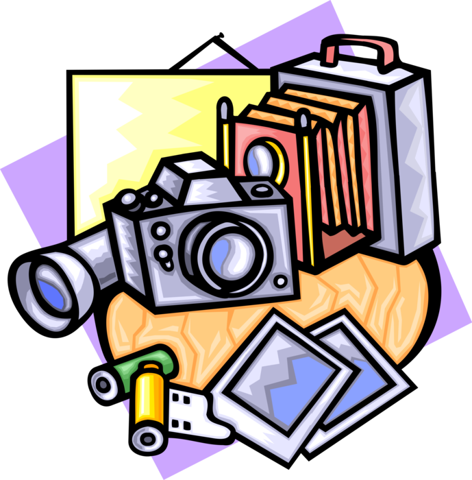 Vector Illustration of Photography Camera Photographic Studio Equipment