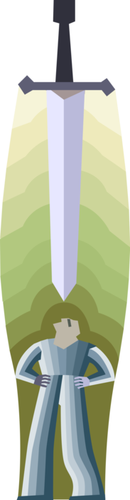 Vector Illustration of Carnival or Street Busker Sword Swallower Performer Swallows Sword