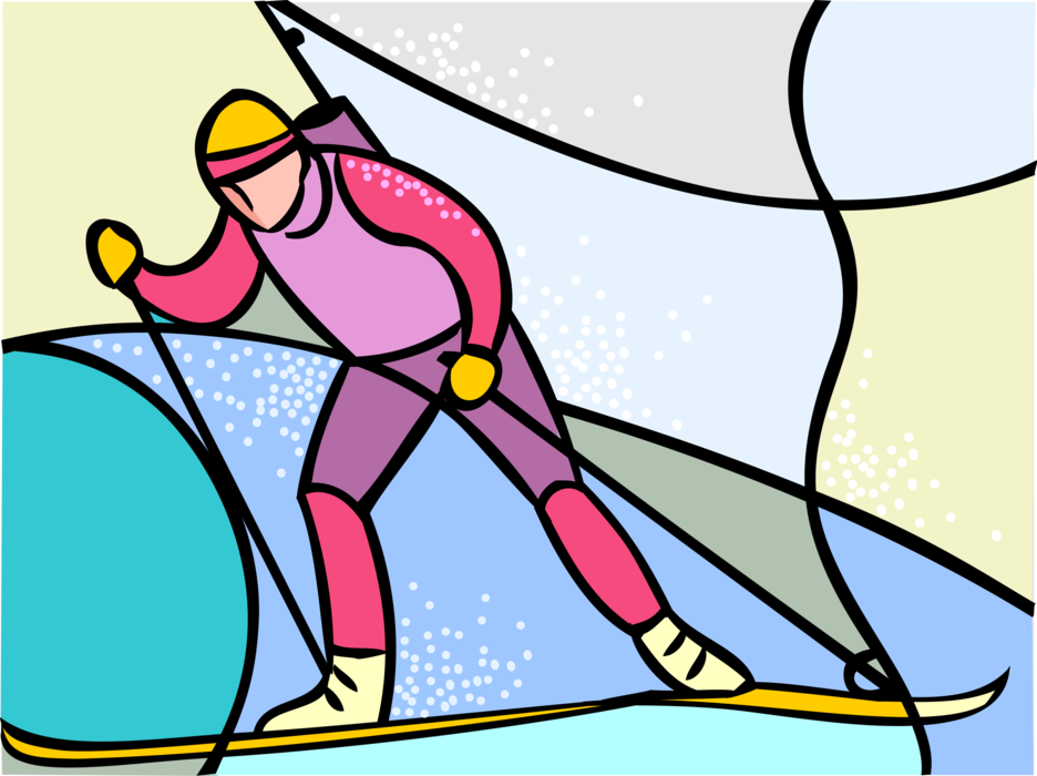 Vector Illustration of Olympic Sports Biathlon Cross-Country Skiing and Rifle Shooting Competition