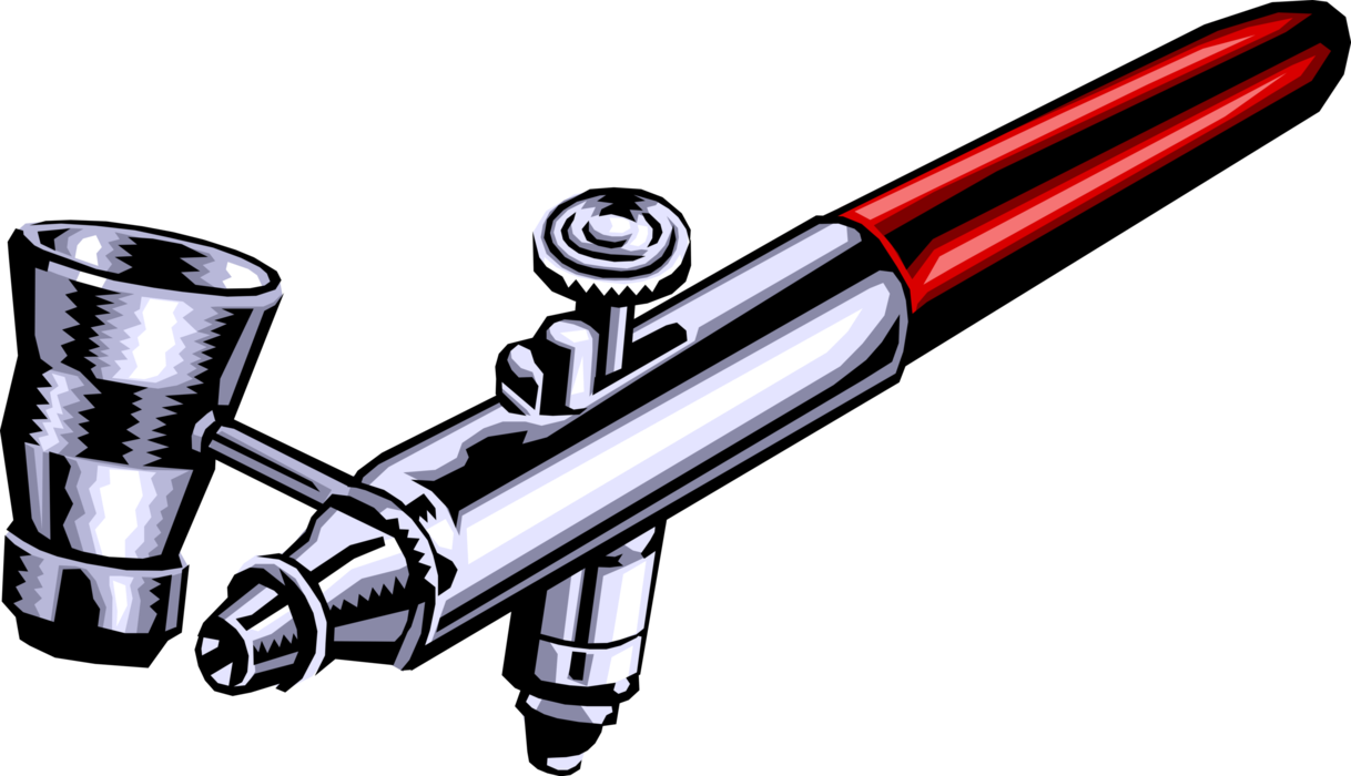 Vector Illustration of Airbrush Air-Operated Venturi Tool Sprays Paint