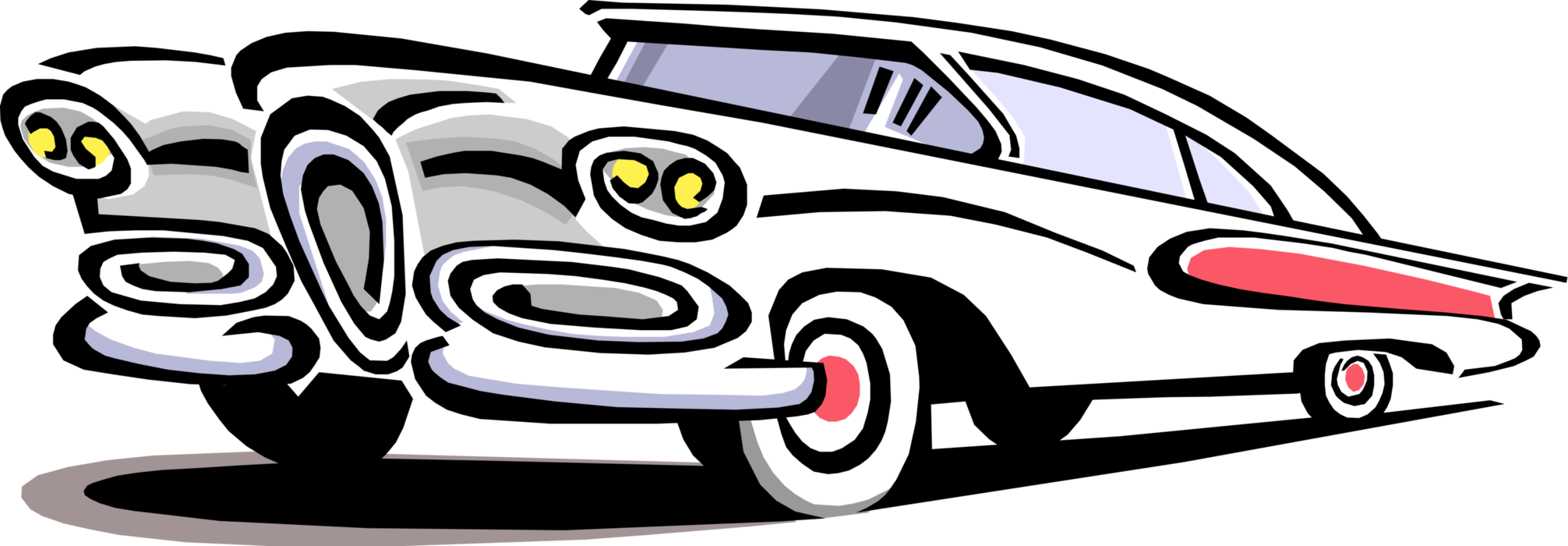 Vector Illustration of Classic 1950s Model Sedan Automobile Car Motor Vehicle 