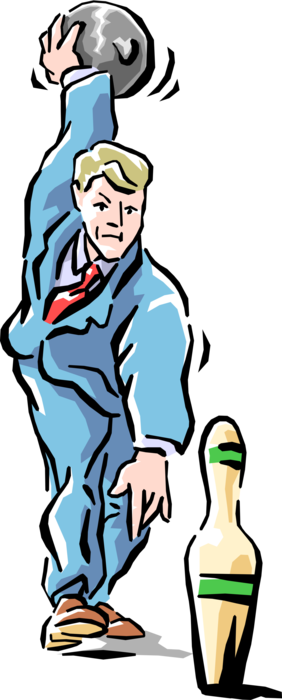 Vector Illustration of Businessman Bowling on Bowling Lane Alley