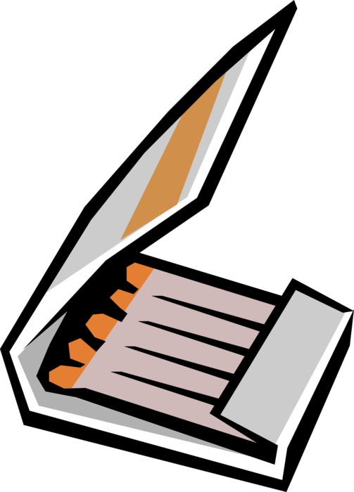 Vector Illustration of Book of Sulphur Matches Match Tool for Starting Fire
