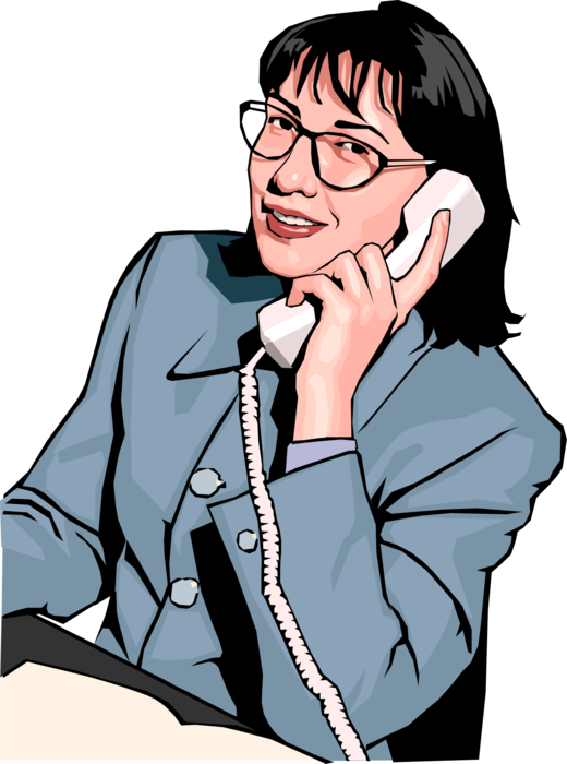Vector Illustration of Woman in the Workplace on Customer Call