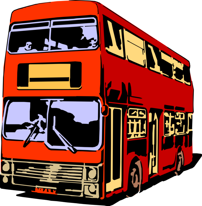 Vector Illustration of Double-Decker Public Transport Passenger Bus used in United Kingdom
