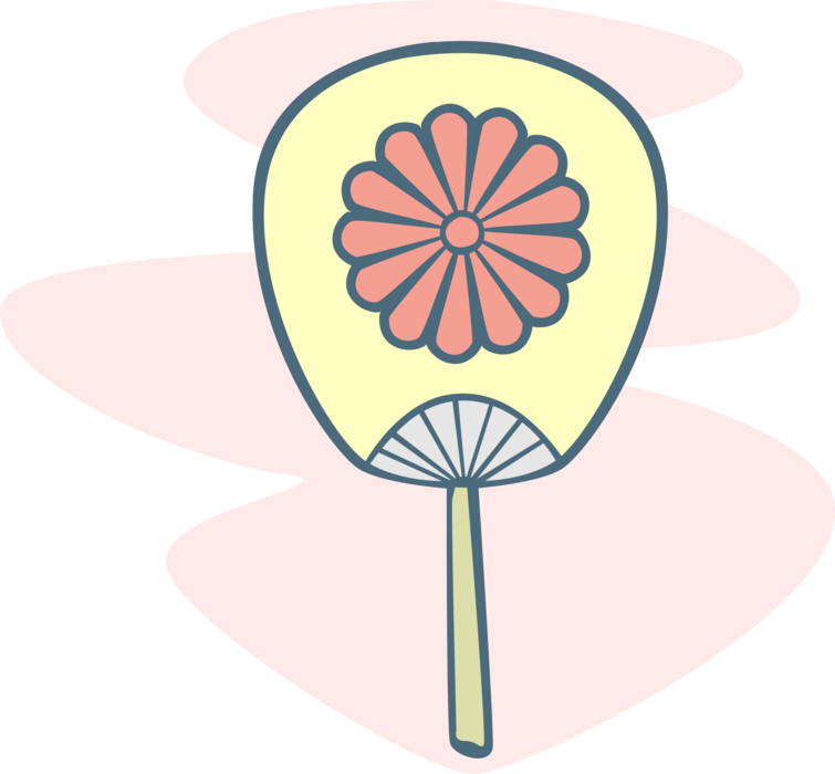 Vector Illustration of Folding Hand Fan Provides Air Circulation