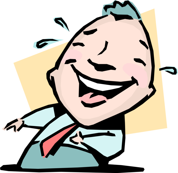 Vector Illustration of The Last Laugh Idiom Businessman Enjoys His Own Success