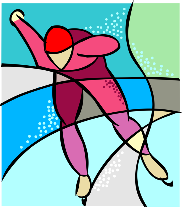 Vector Illustration of Olympic Sports Speed Skating Race with Skater